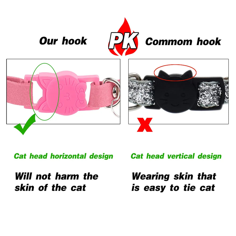 Soft Suede Leather Cat Bling Collars