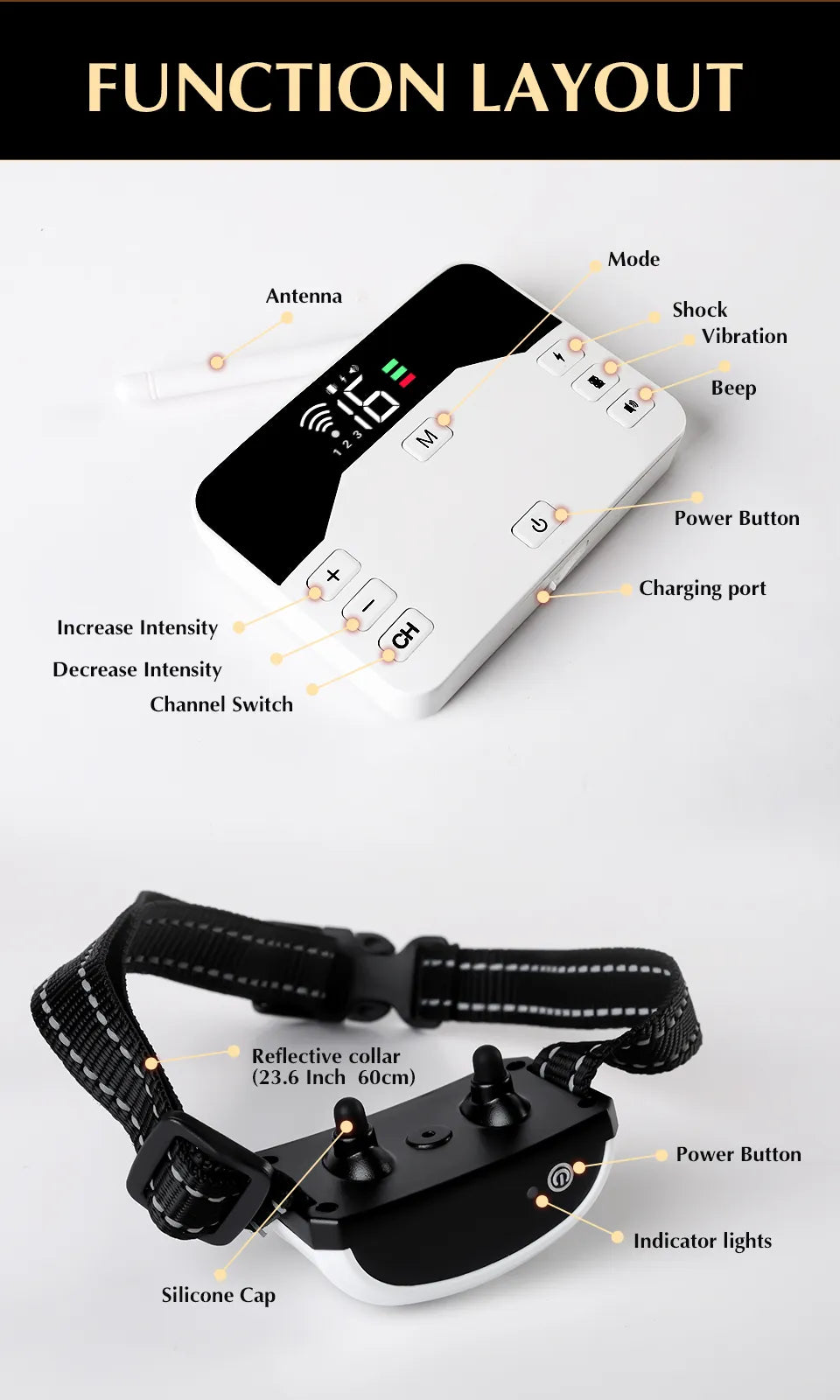 2 Function In 1 Dog Wireless Fence Training Collar