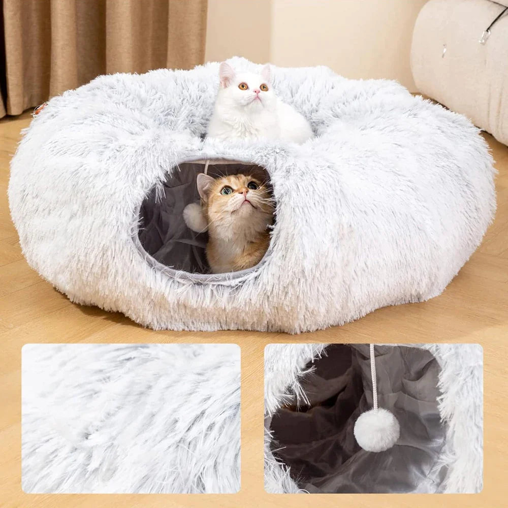 3 Ways Foldable Plush Cat Tunnel