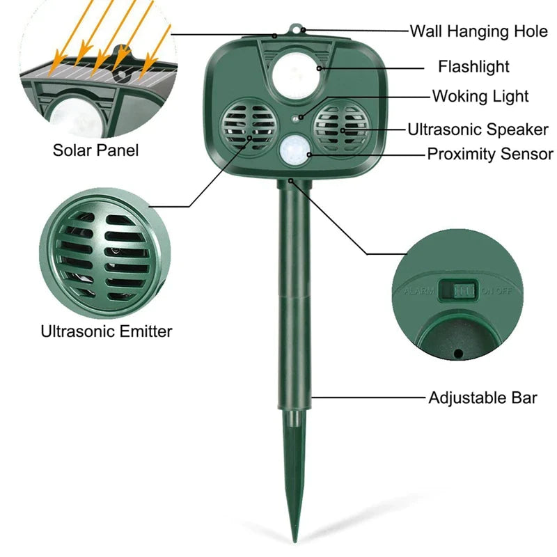 Ultrasonic Solar Outdoor Animal Repeller