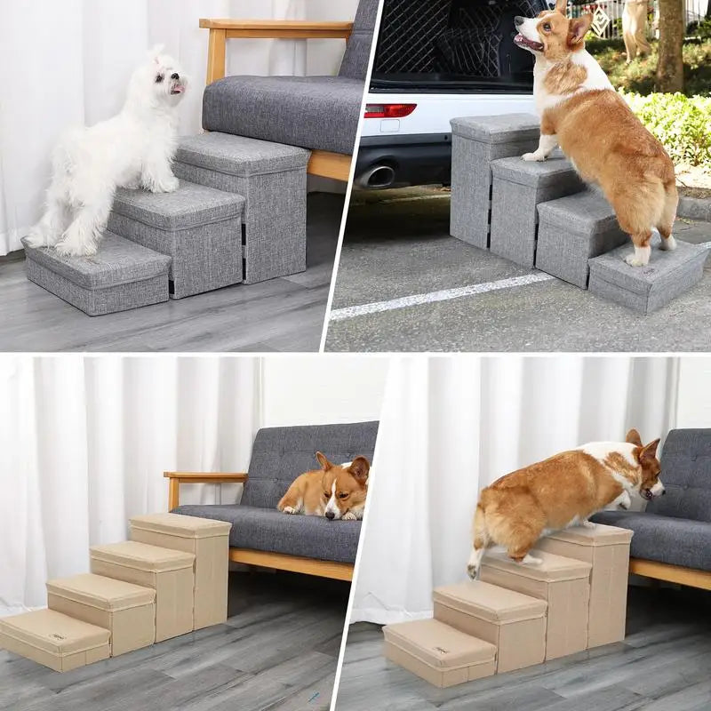 4-Step Pet Stairs With Storages