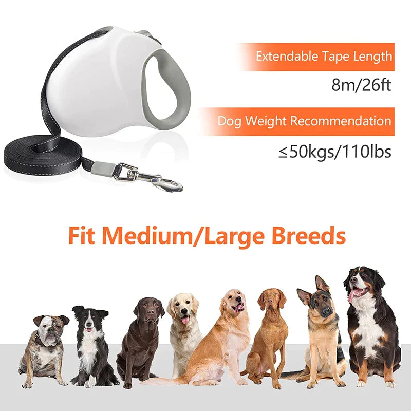 26ft Heavy Duty Retractable Dog Lead