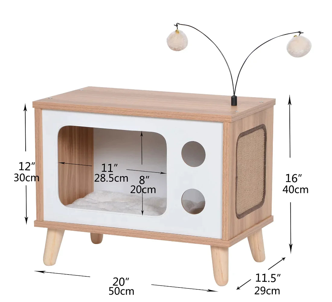 Vibrant Retro TV Cat Condo