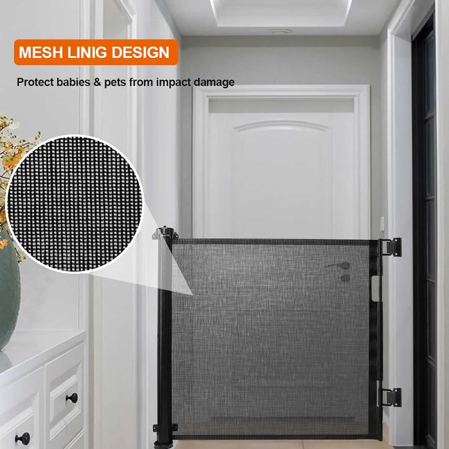 Safety Mesh Retractable Dog Gate