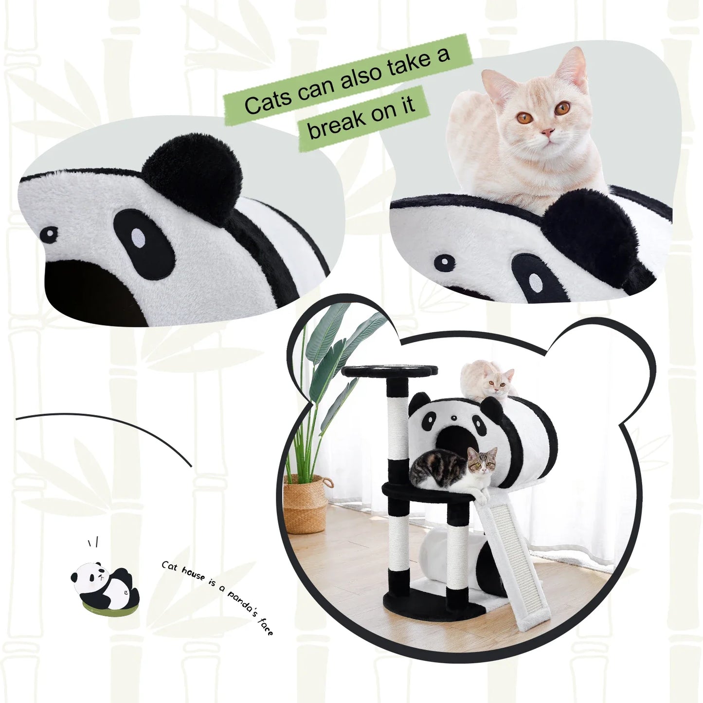 Cute Panda Cat Tree With Condo