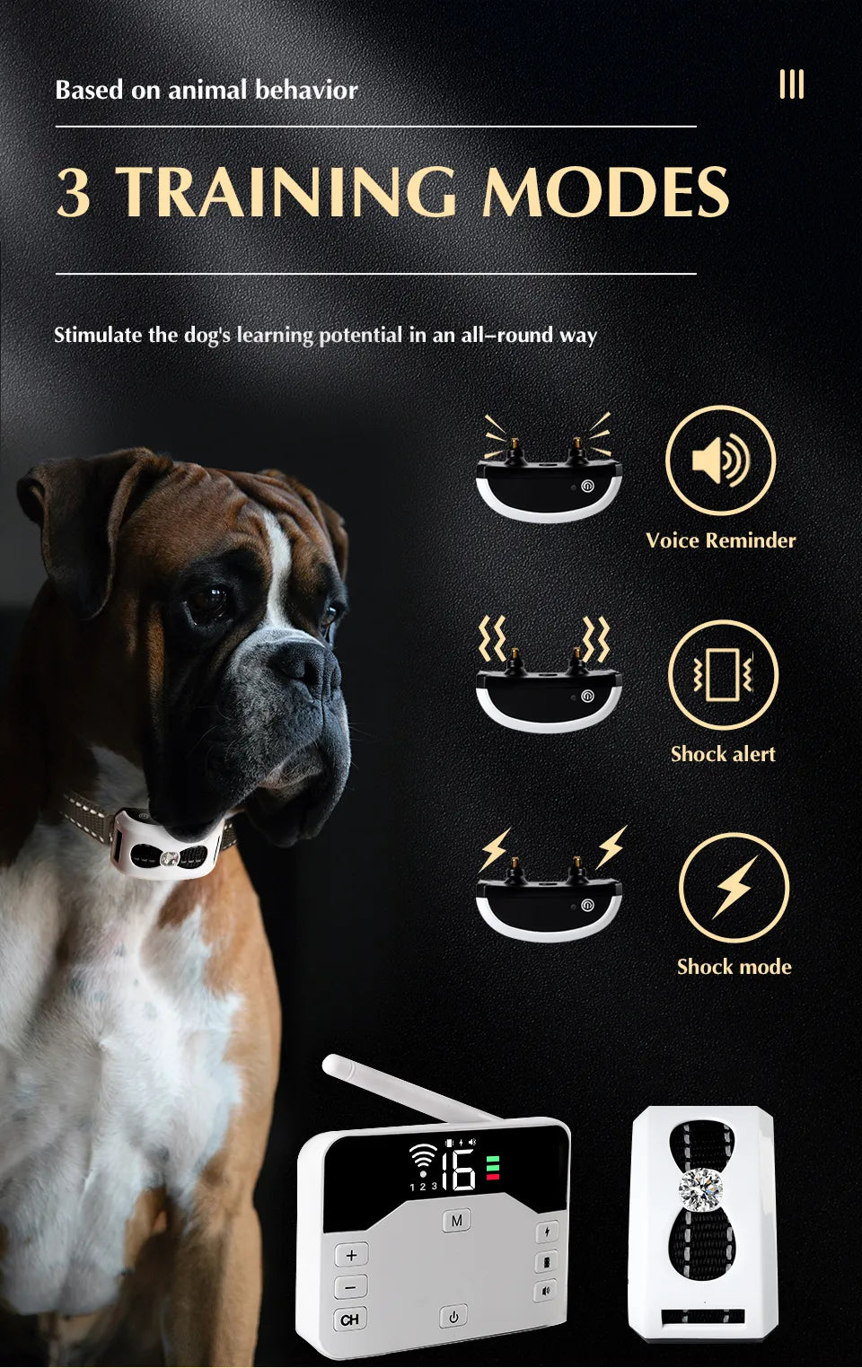2 Function In 1 Dog Wireless Fence Training Collar
