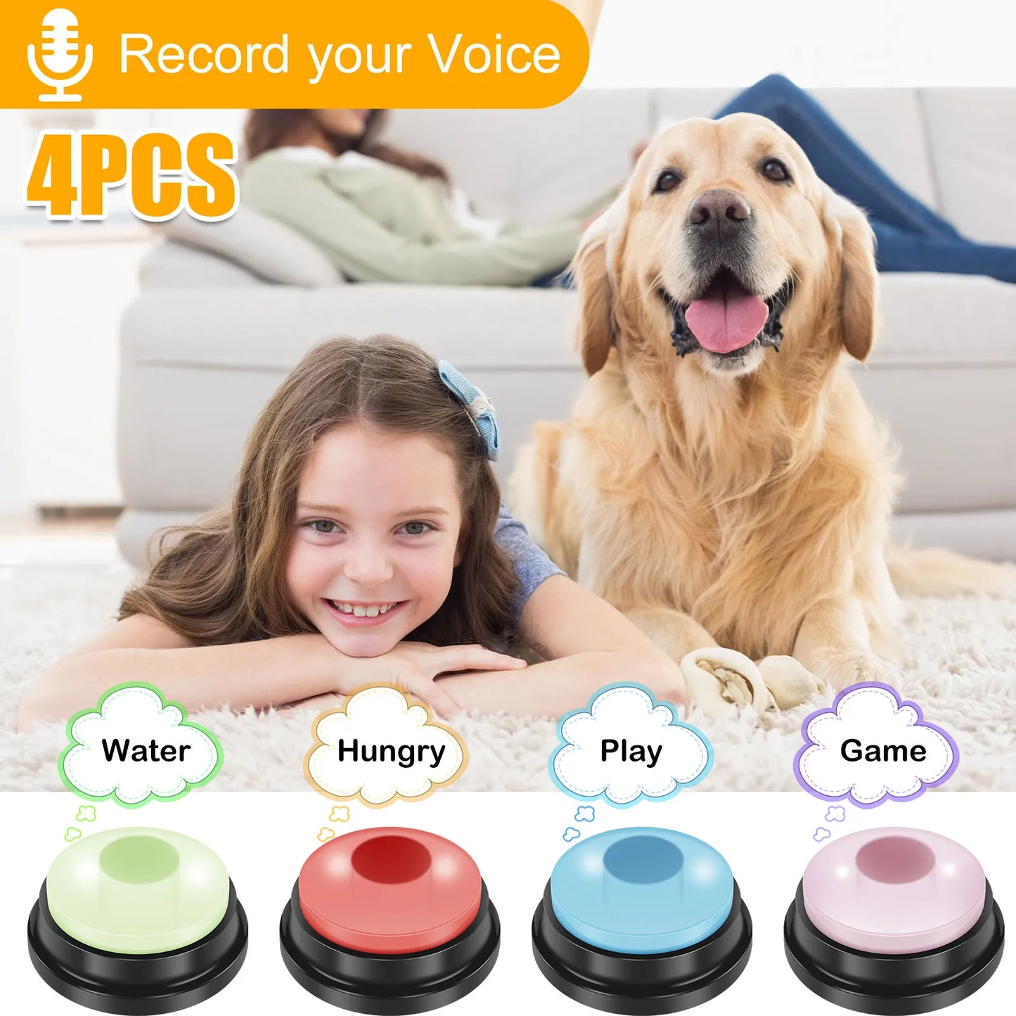 4Pcs Dog Talking Button With LED Light