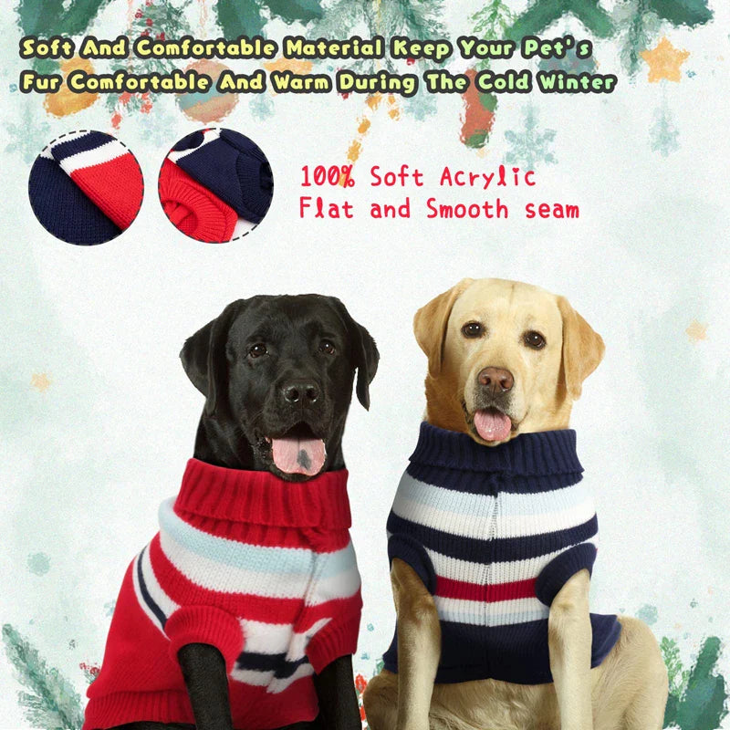 Turtleneck Striped Dog Sweaters