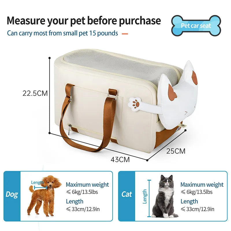 Portable Travel Dog Central Car Seat Carrier