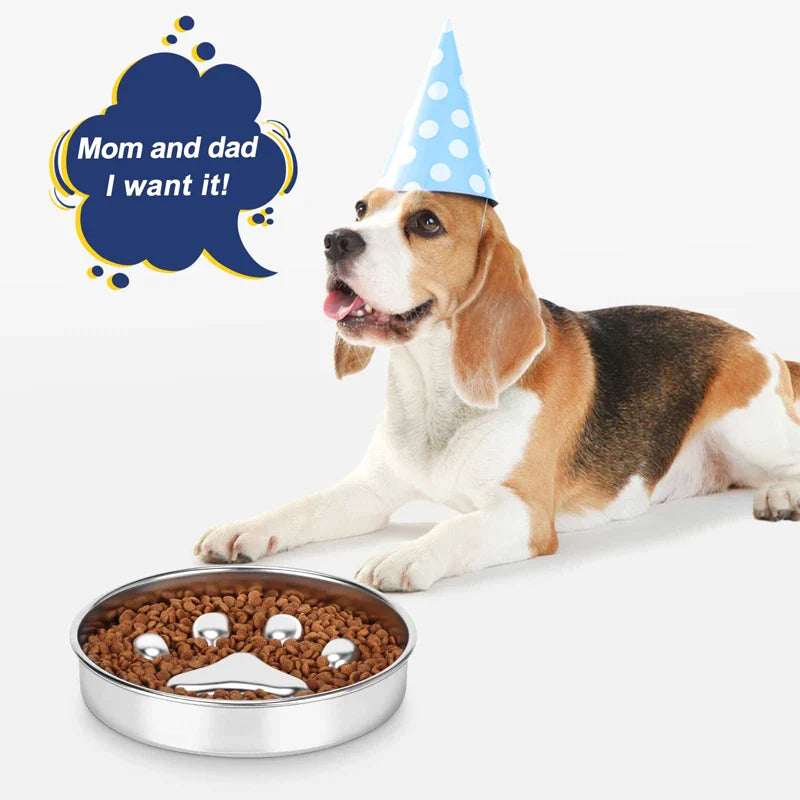High End Stainless Steel Anti-Gulping Dog Bowl