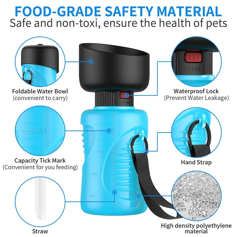 Leak-Proof 500ML Dog Water Bottle