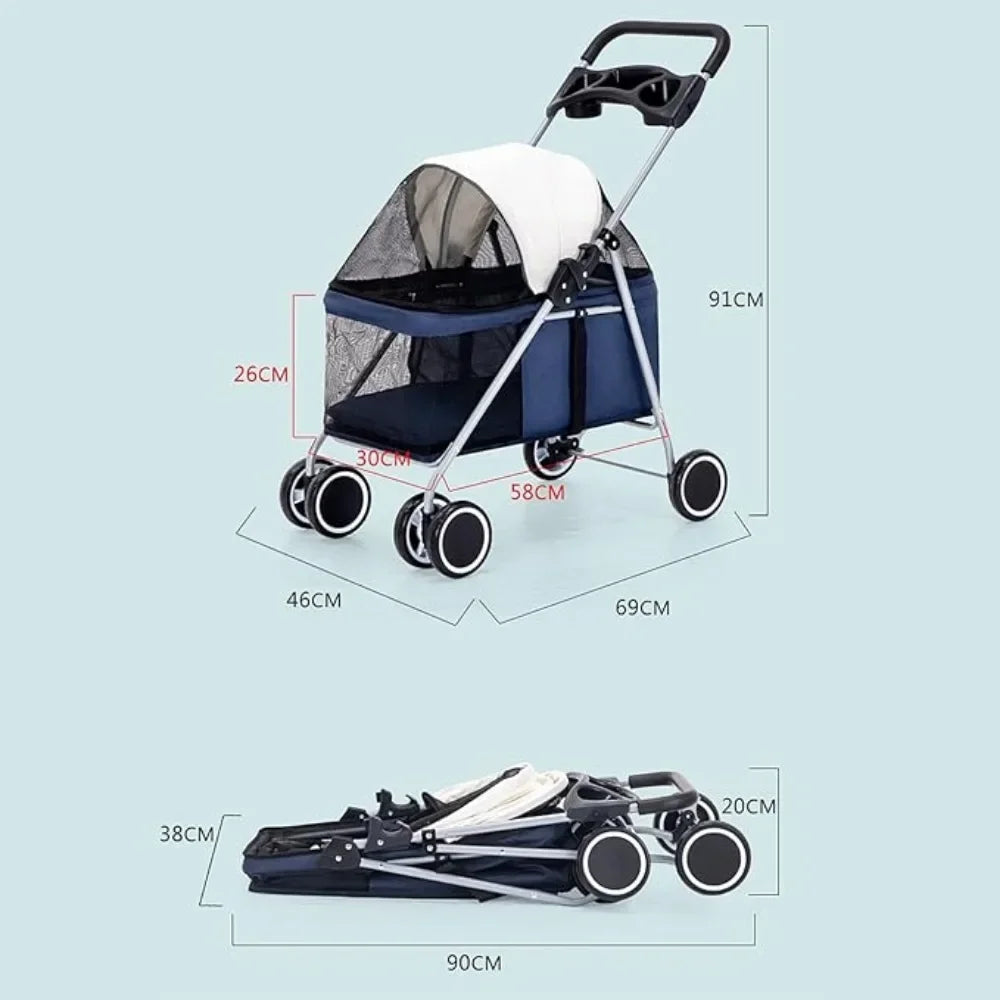 Outdoor Pet Stroller With Cup Holder