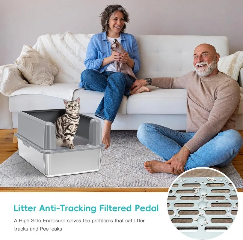 Large Stainless Steel Cat Litter Box