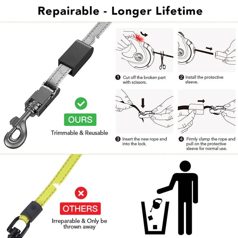 4M Retractable Strong Nylon Dog Lead