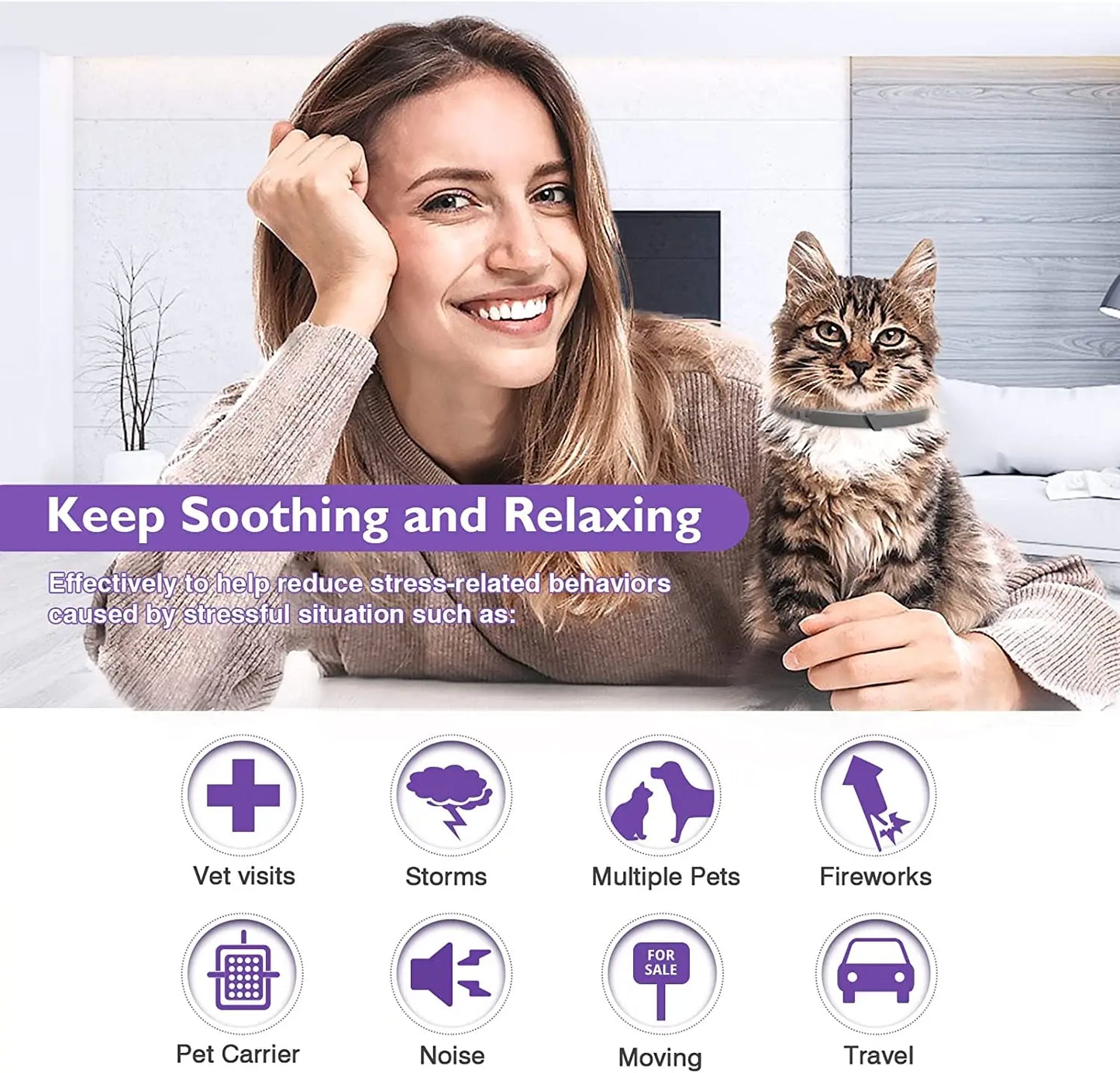 4PCS Effective Safe Cat Calming Collars