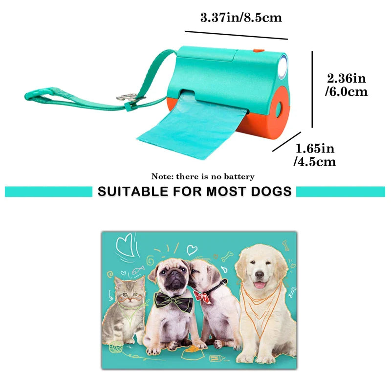 Dog Poop Bags Dispenser With LED Flashlight