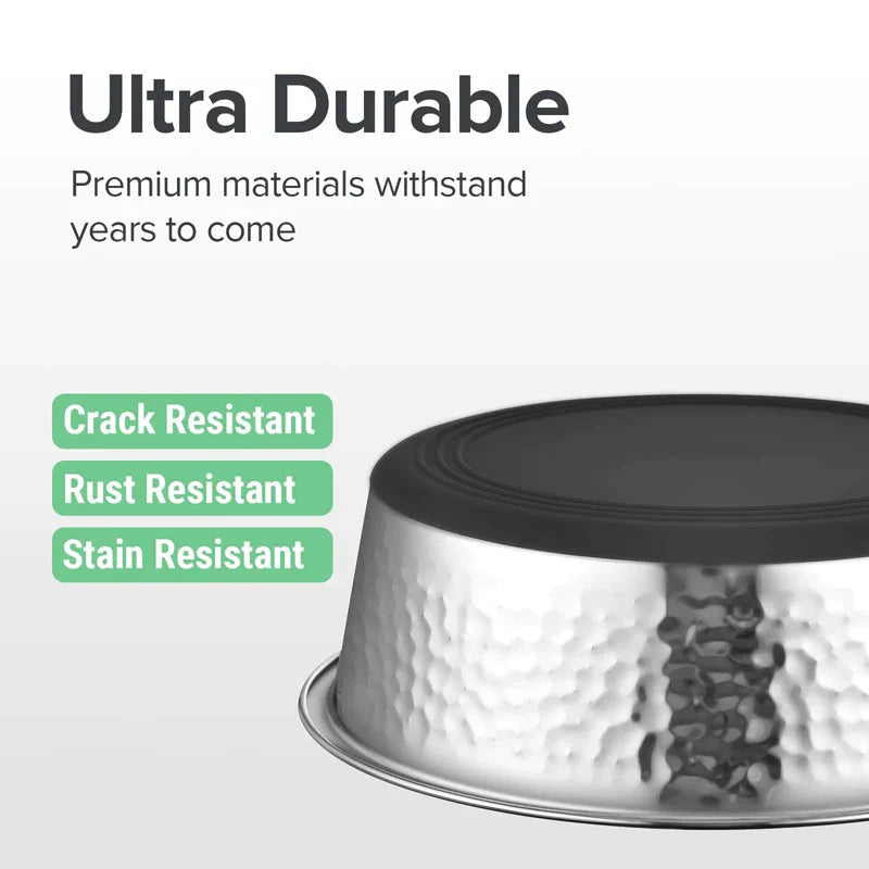Luxury Hammered Stainless Steel Dog Bowls