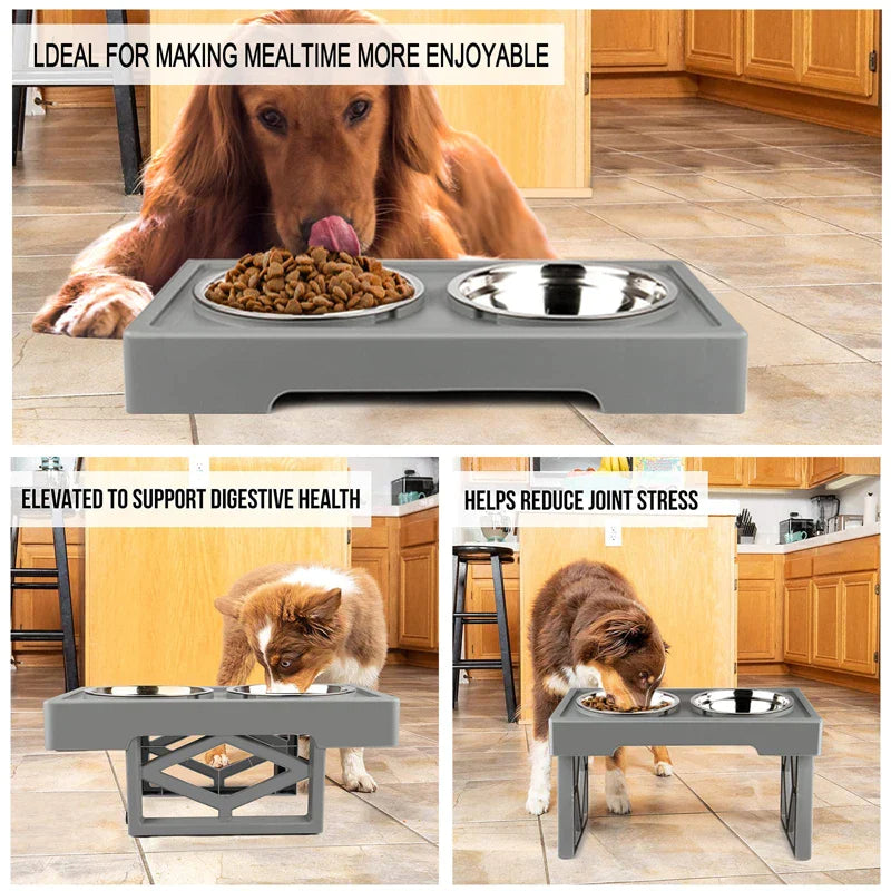 3 Heights Stainless Steel Raised Pet Feeders