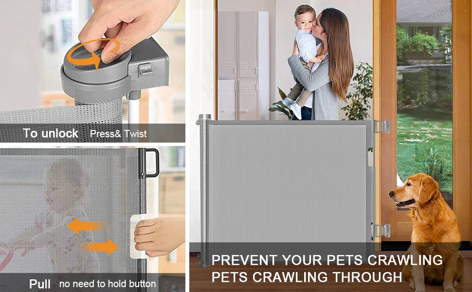 Safety Mesh Retractable Dog Gate