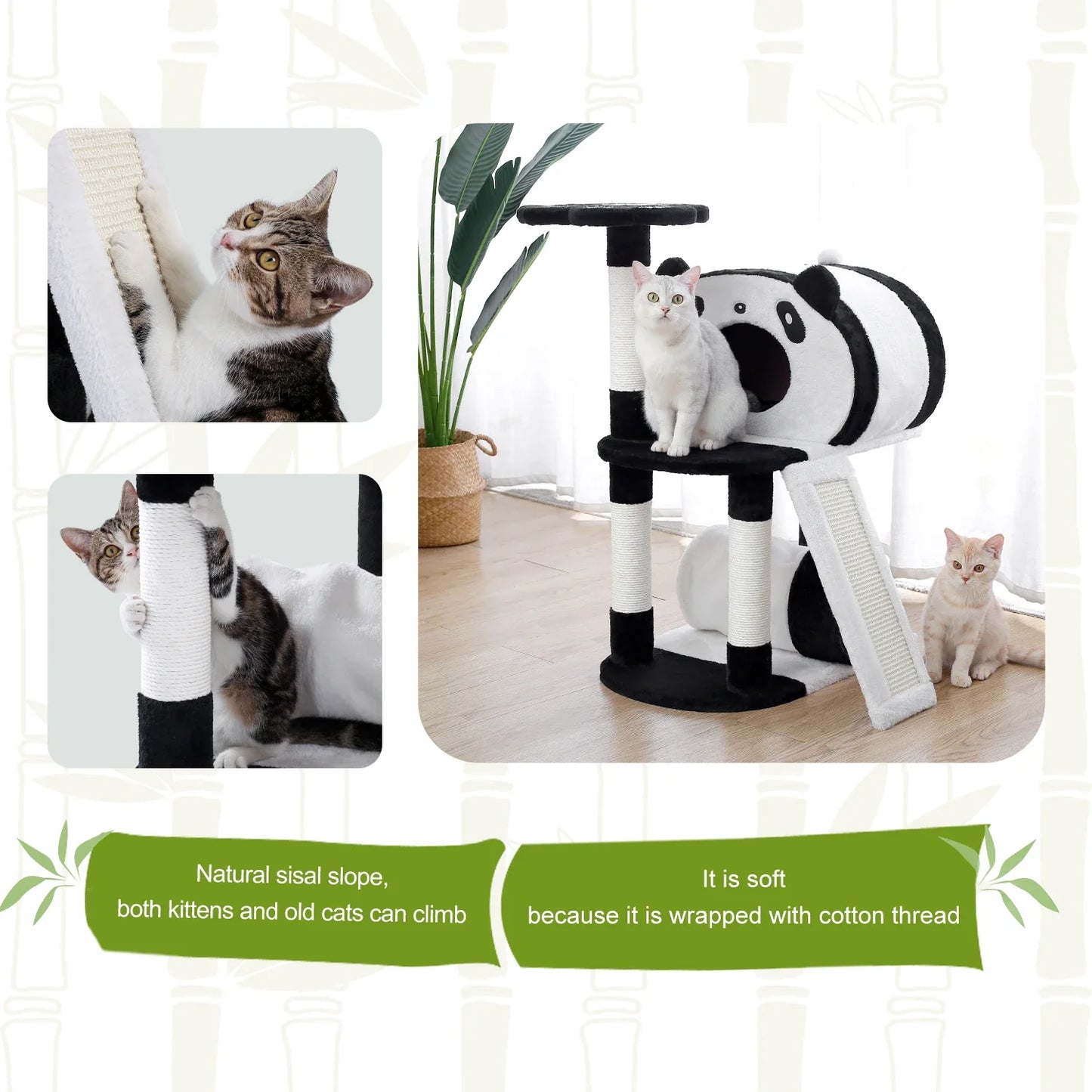 Cute Panda Cat Tree With Condo