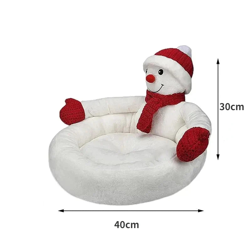 Christmas Snowman Soft Plush Pet Bed
