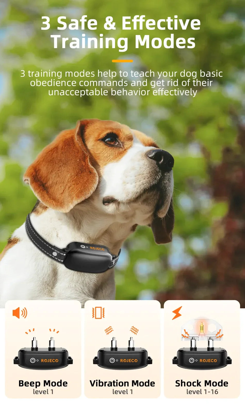 Rechargeable Remote Control IPX7 Dog Collar