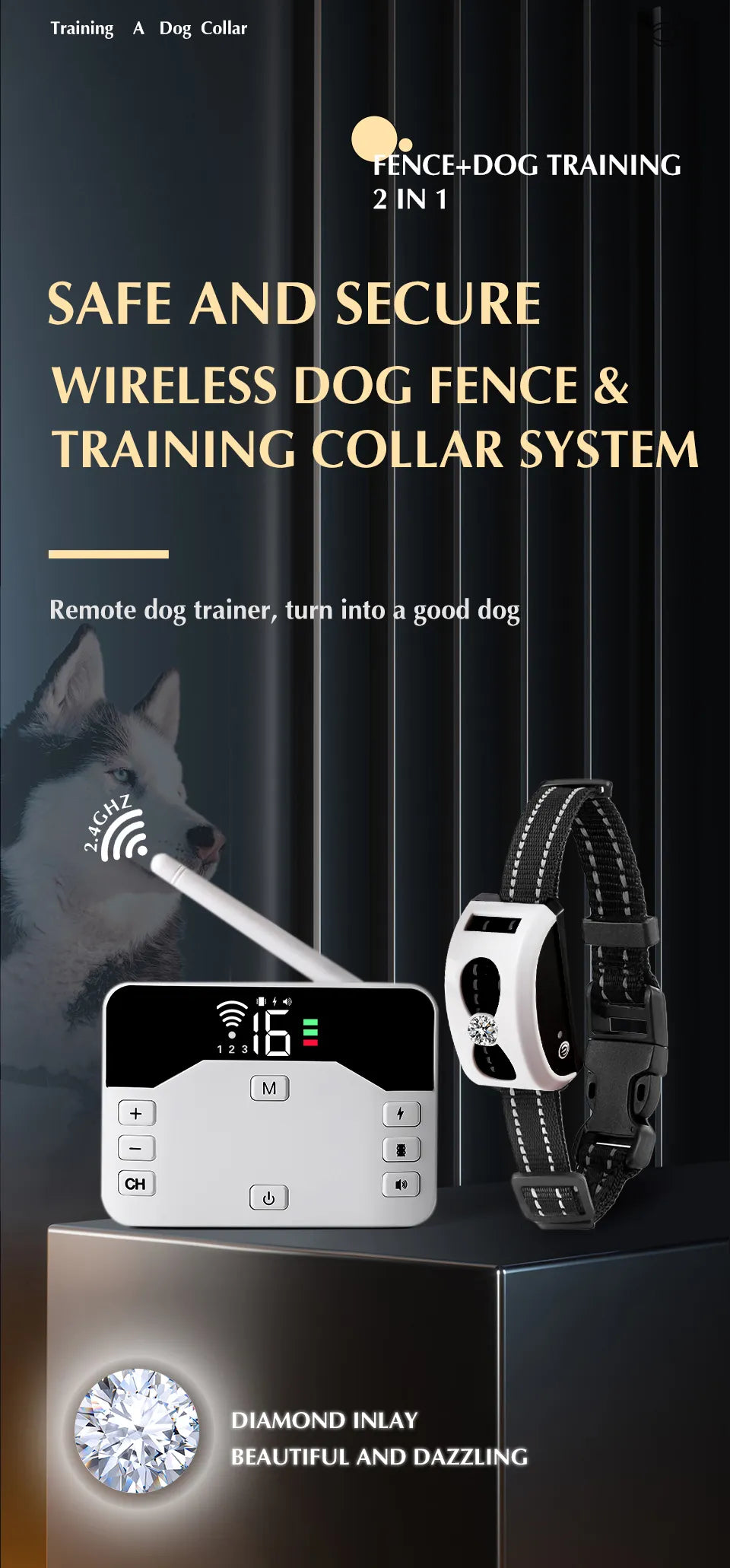 2 Function In 1 Dog Wireless Fence Training Collar