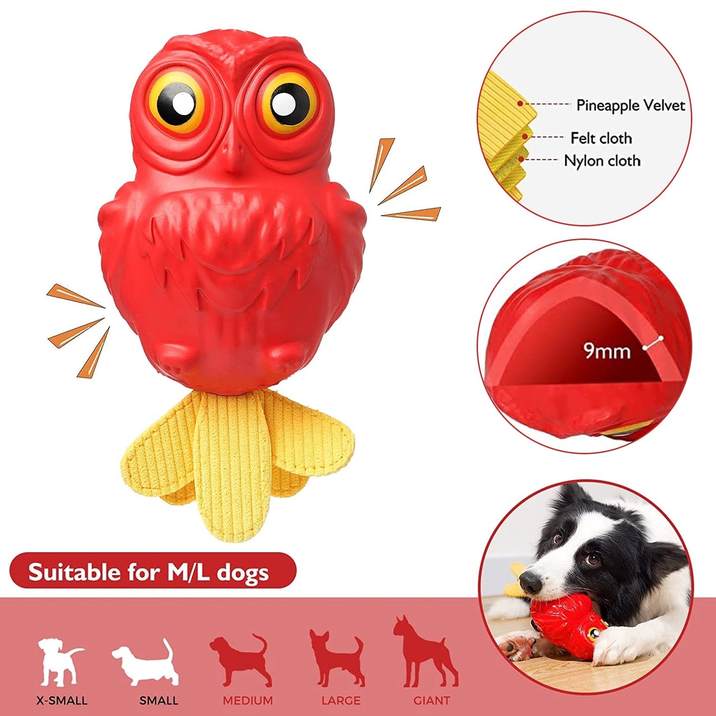 Indestructible Squeaky Owl Dog Toys