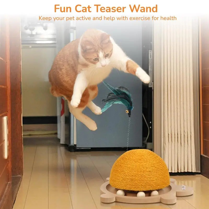3-In-1 Wooden Track Ball Cat Scratcher