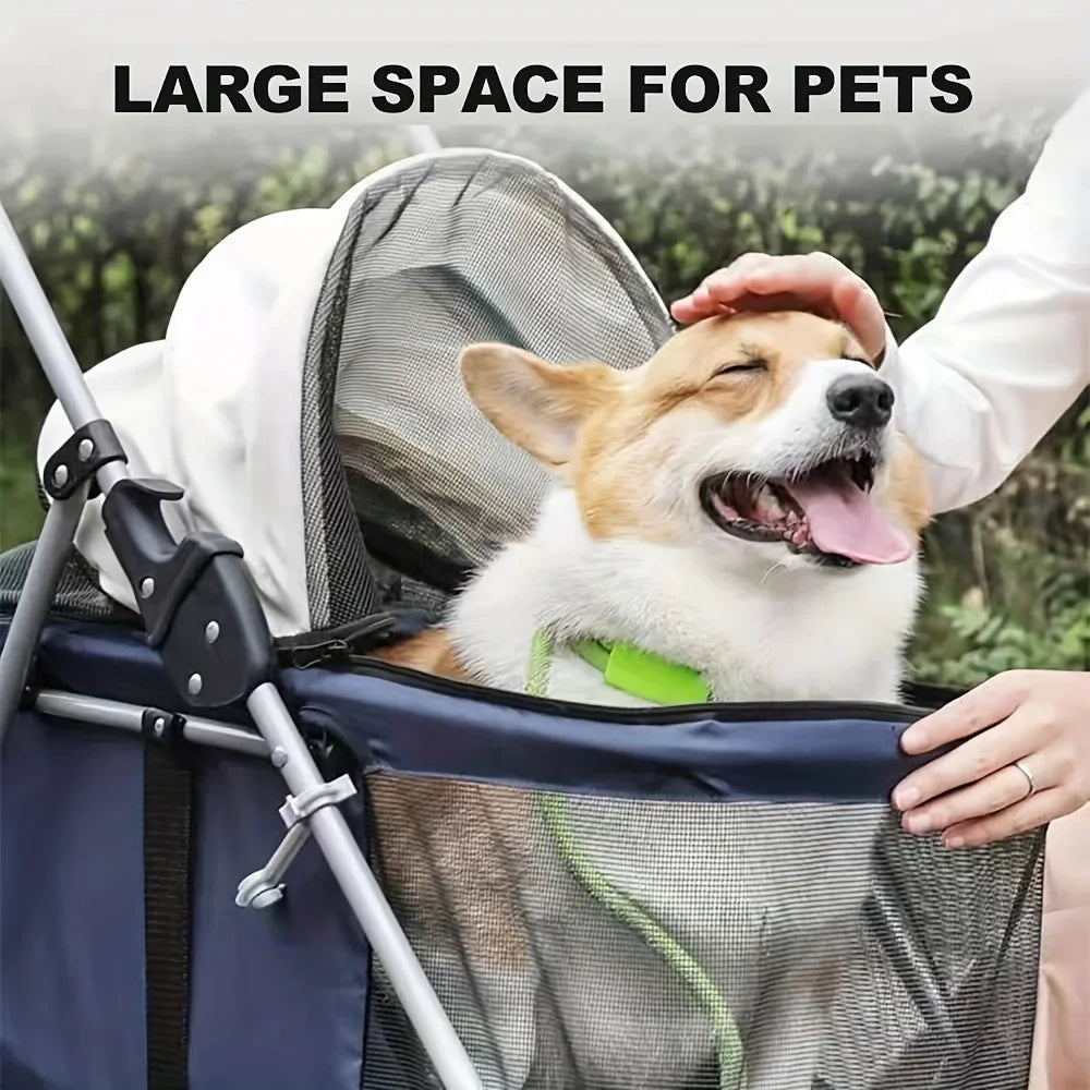 Outdoor Pet Stroller With Cup Holder