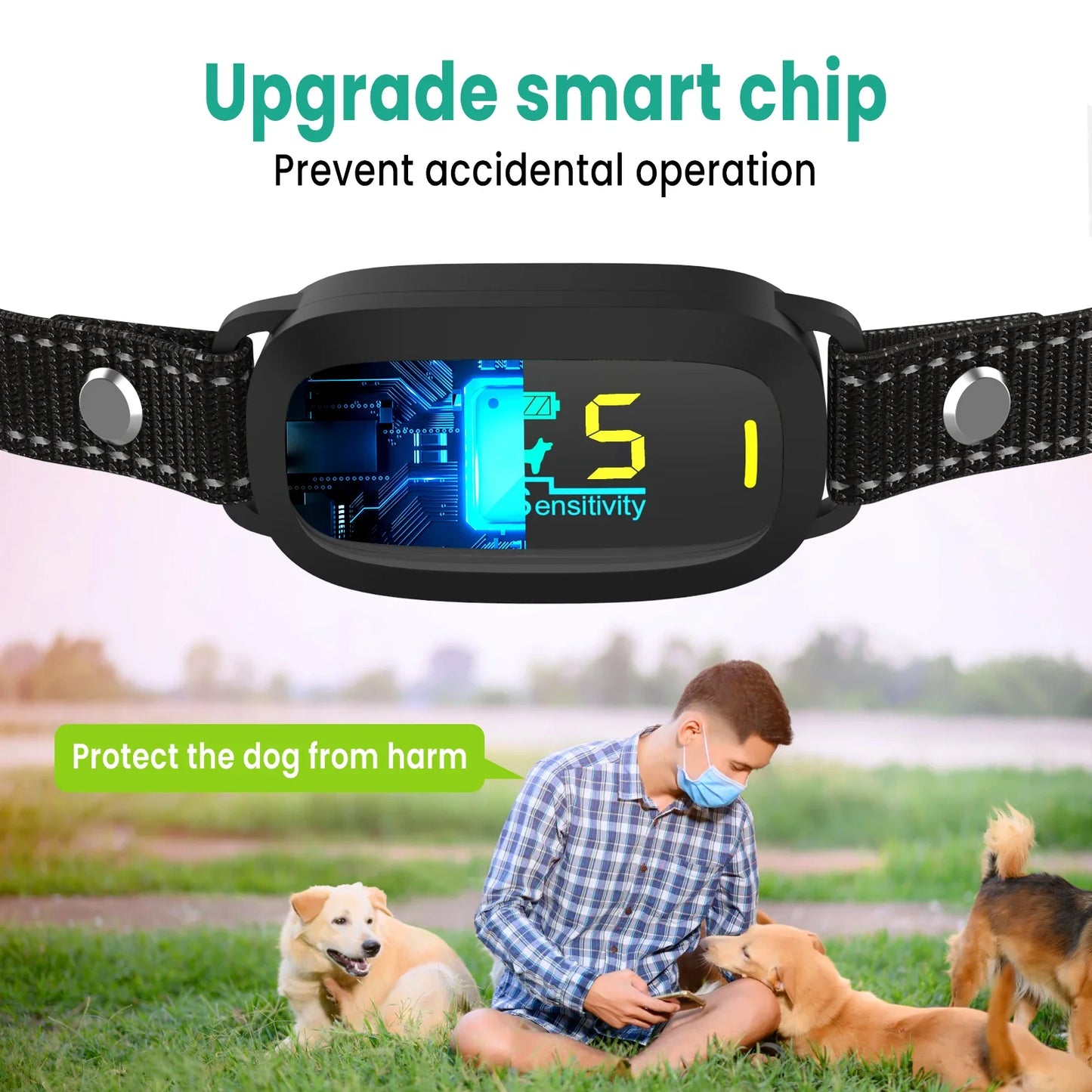 Reflective Nylon Strap Anti Bark Dog Collar