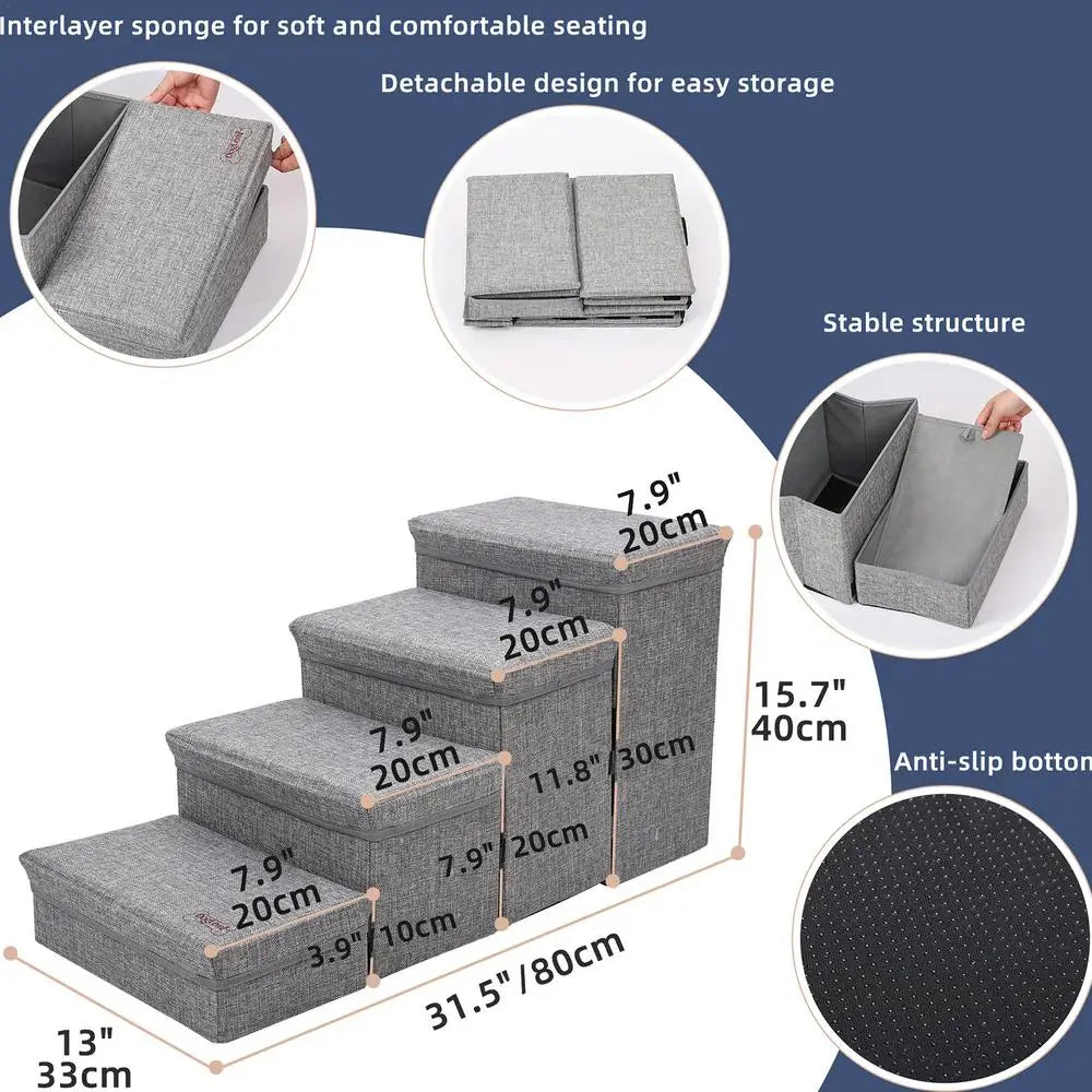 4-Step Pet Stairs With Storages