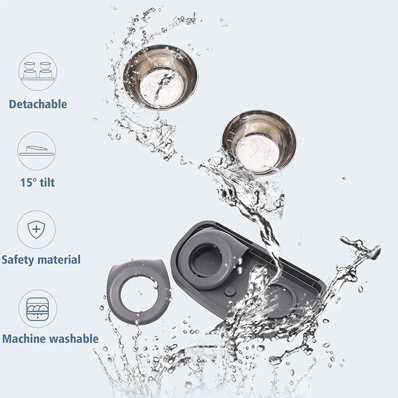 Stainless Steel Raised Double Pet Feeder
