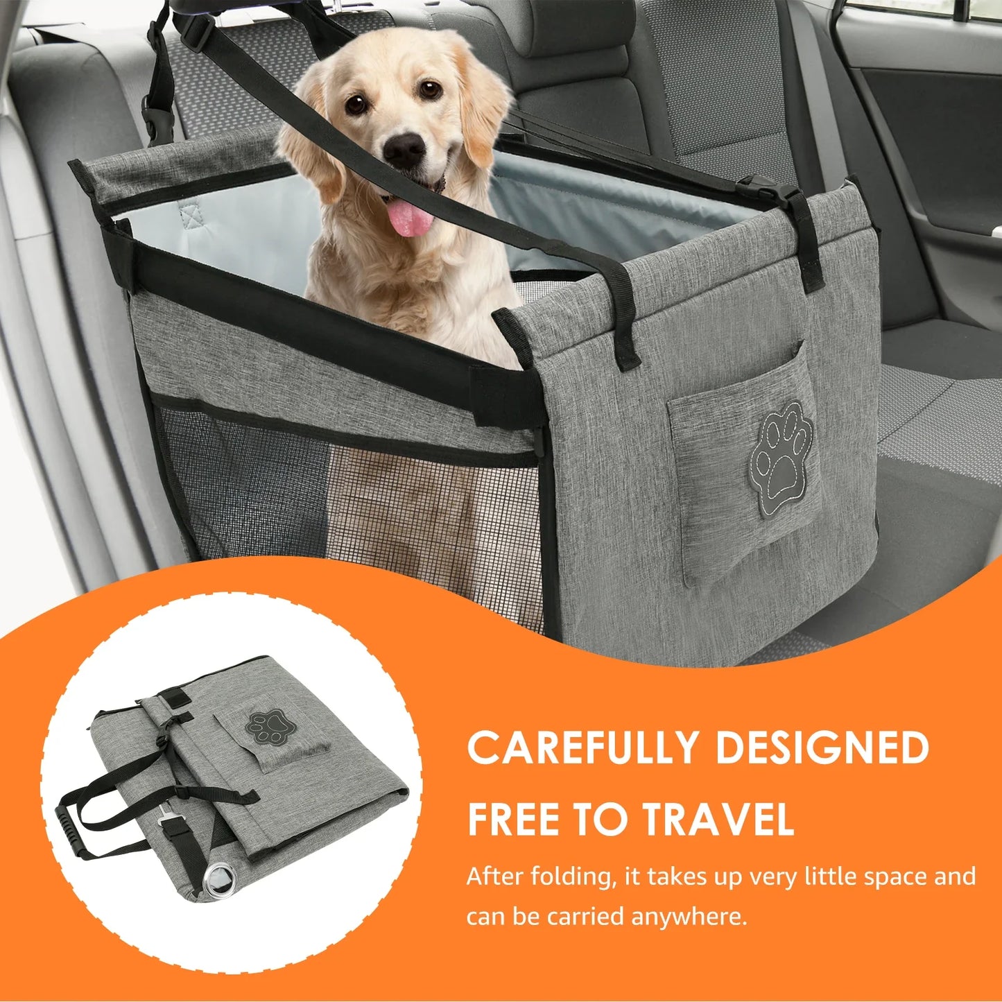 Mesh Window Oxford Dog Car Seat Booster