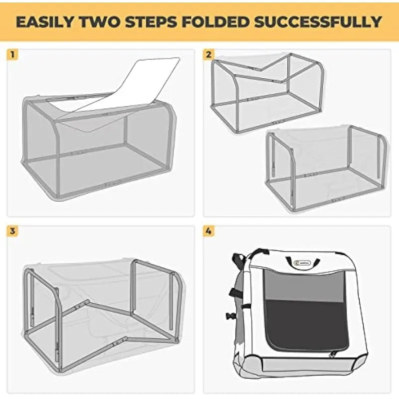 3-Door Folding Soft Dog Kennel