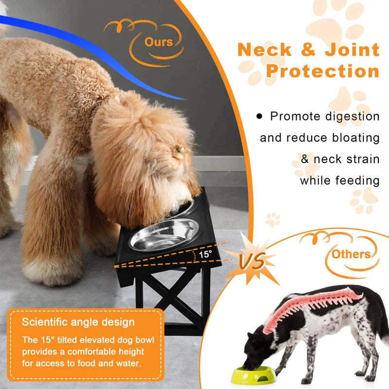 15° Tilted Elevated Dog Bowl Feeders
