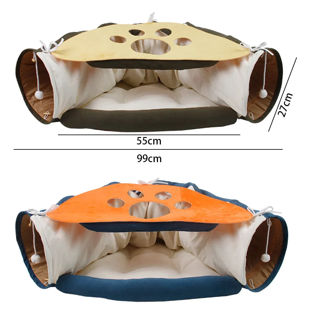 2 in 1 Large Cat Tunnel With Cushion