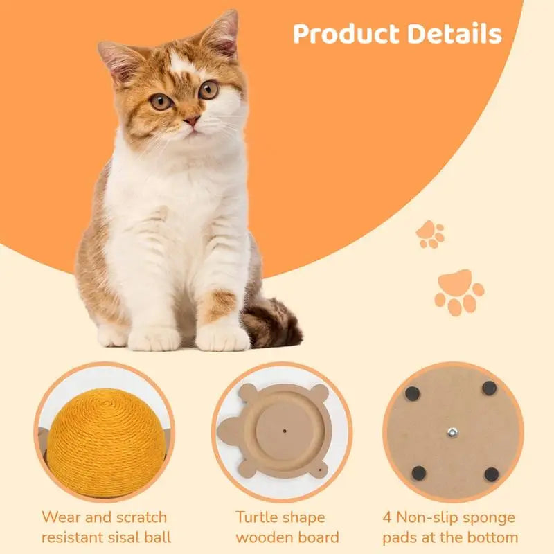 3-In-1 Wooden Track Ball Cat Scratcher