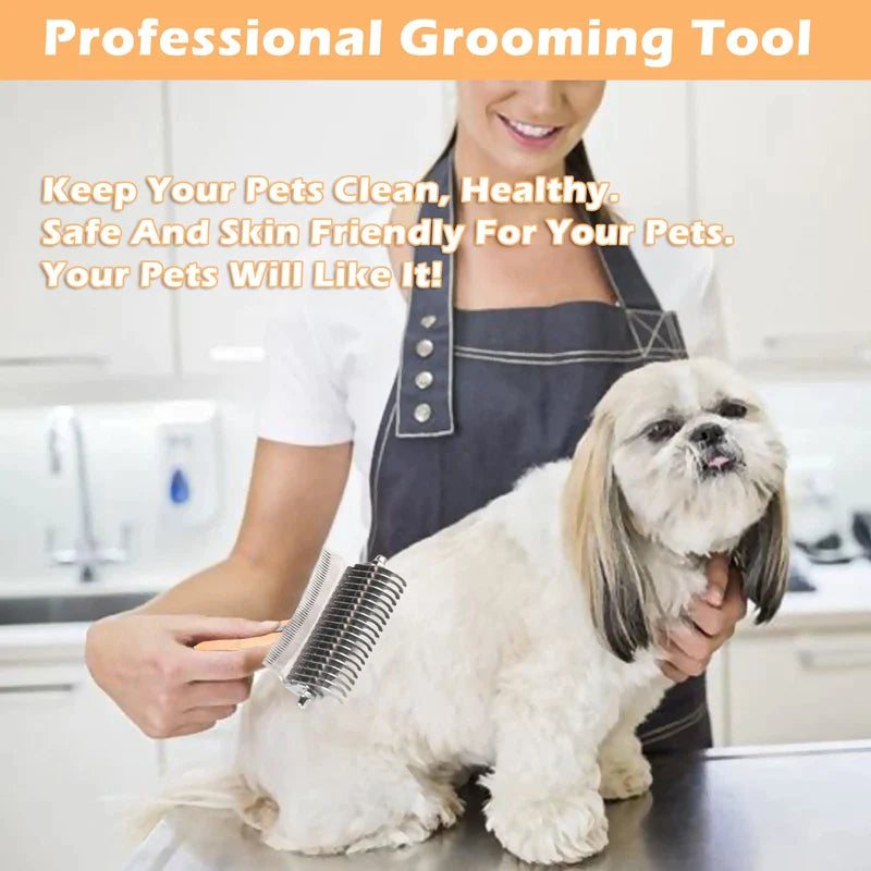 Professional 3-in-1 Deshedding Dog Rake Brush