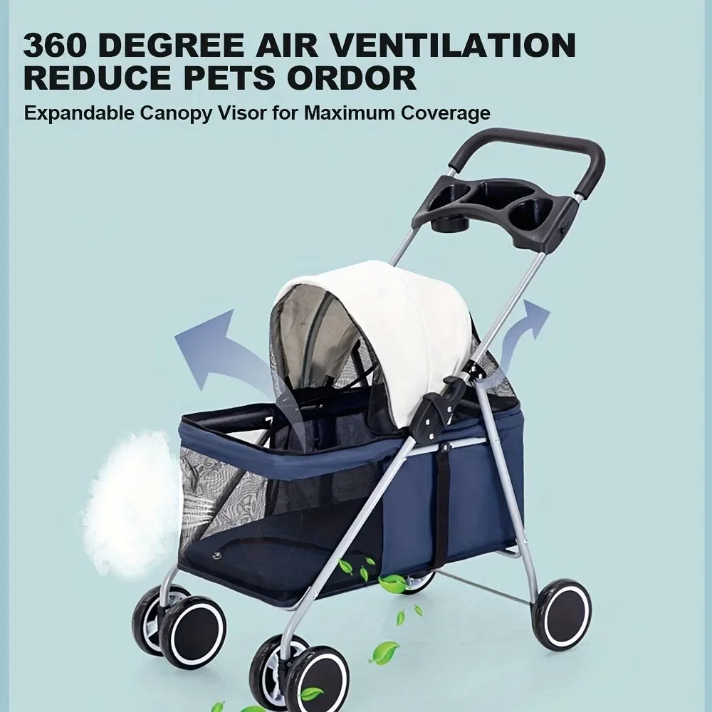 Outdoor Pet Stroller With Cup Holder