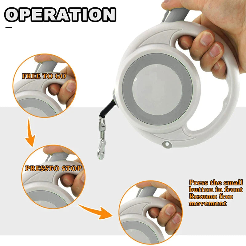 5m Retractable One-Handed Brake Dog Leash