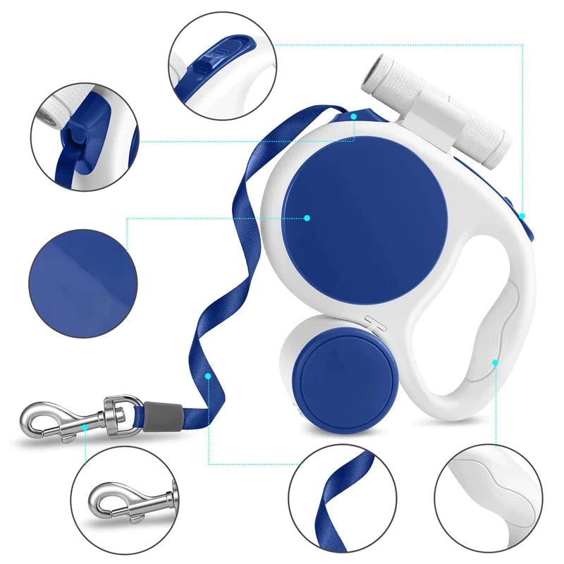 3-in-1 Retractable Dog Leash With LED Flashlight
