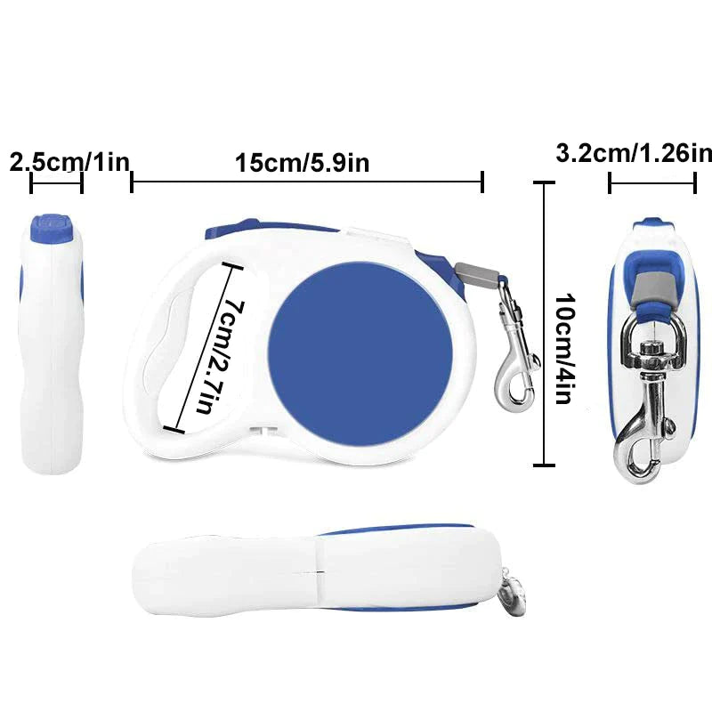 3-in-1 Retractable Dog Leash With LED Flashlight