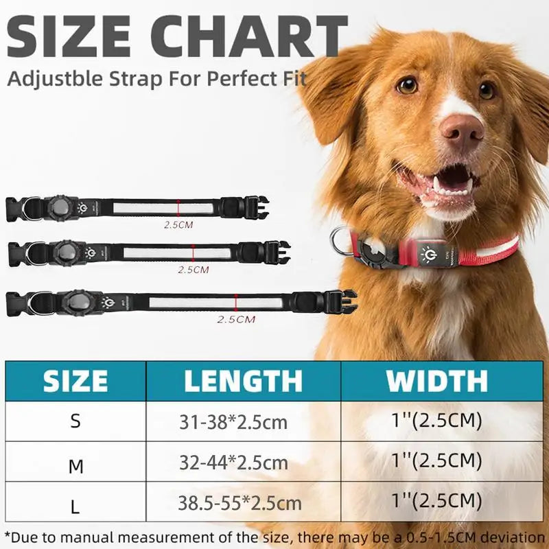 Waterproof LED AirTag Dog Collar