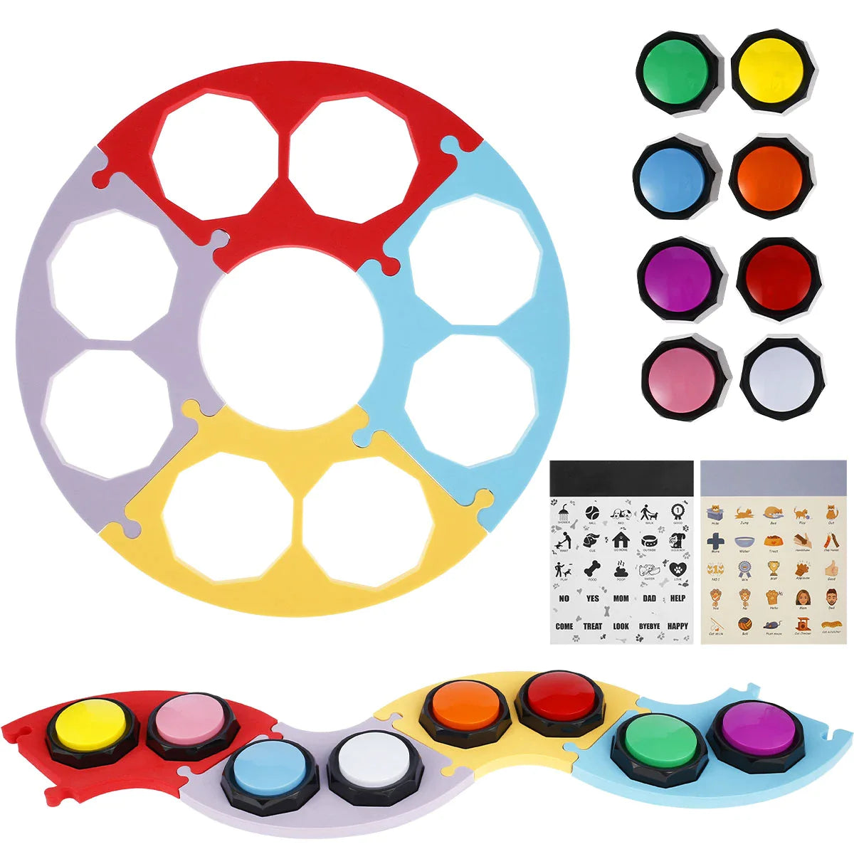 8Pcs Dog Talking Button With EVA Mat