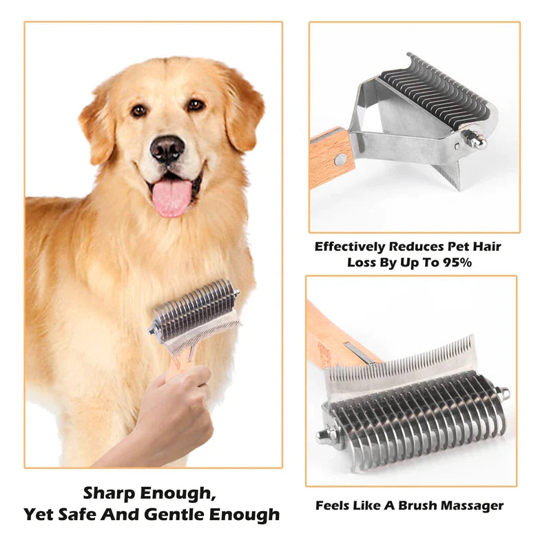 Professional 3-in-1 Deshedding Dog Rake Brush