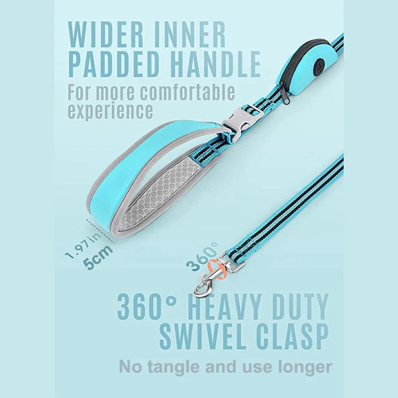 Reflective Nylon Hands Free Dog Walking Leash