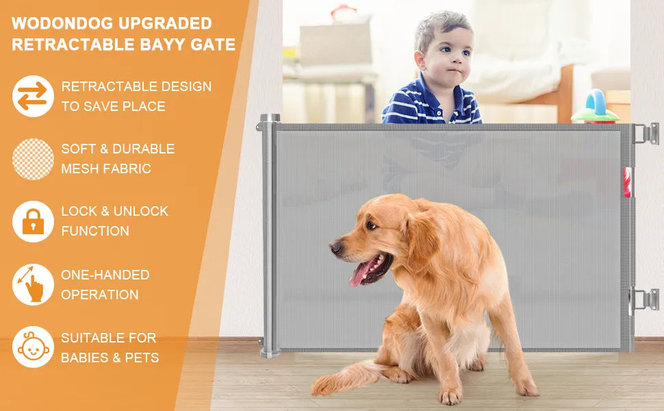 Safety Mesh Retractable Dog Gate