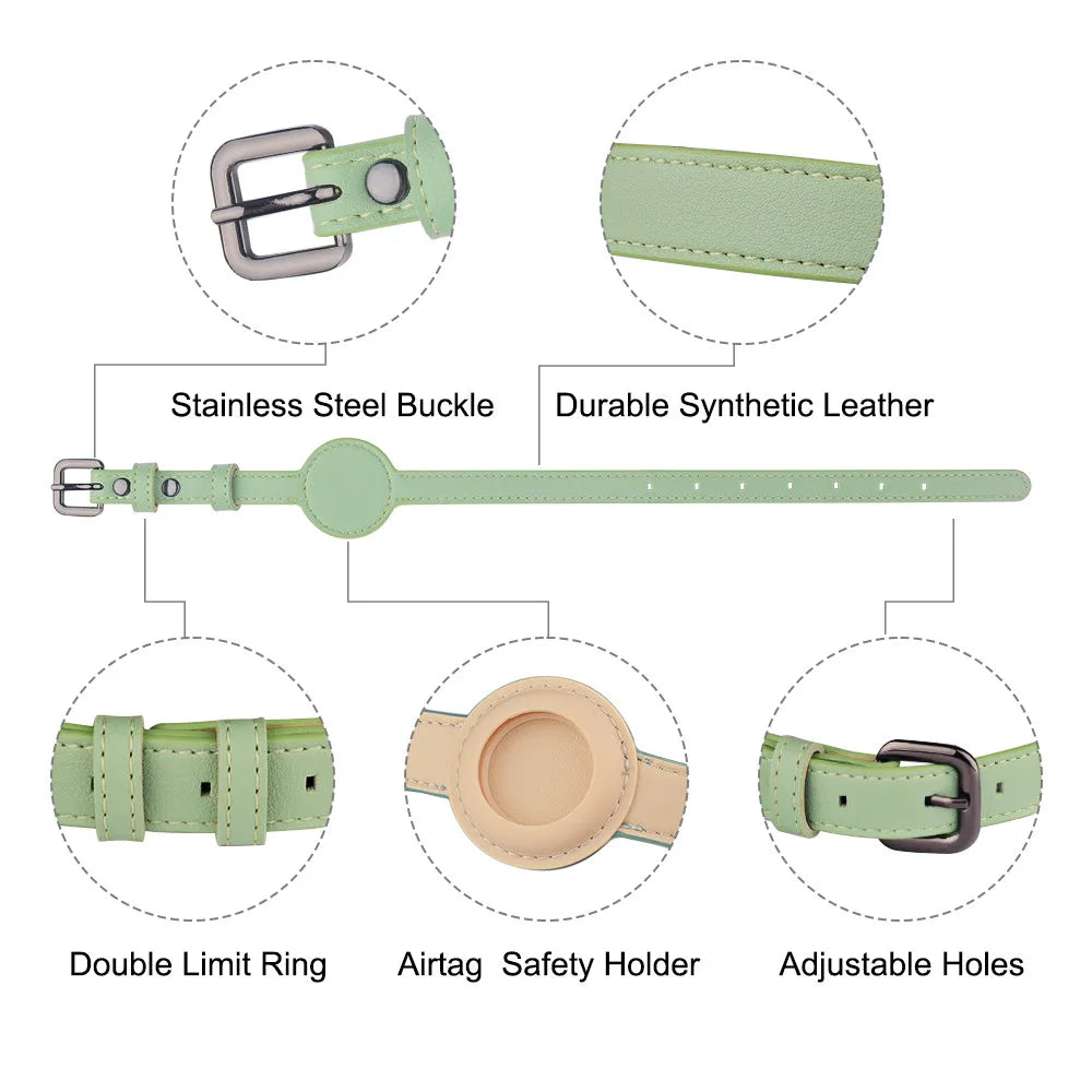 Reflective Leather Pet AirTag Collar