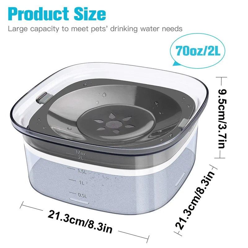 2L Visible Level Slow Drinking Dog Bowl